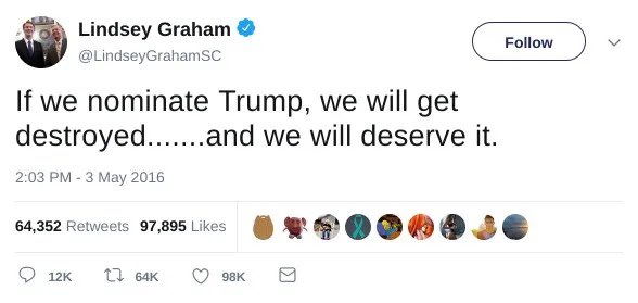 <a href="/LindseyGrahamSC/">Lindsey Graham</a> <a href="/SpeakerPelosi/">Nancy Pelosi</a> Last time Lindsey Graham was right about anything was back in May of 2016.