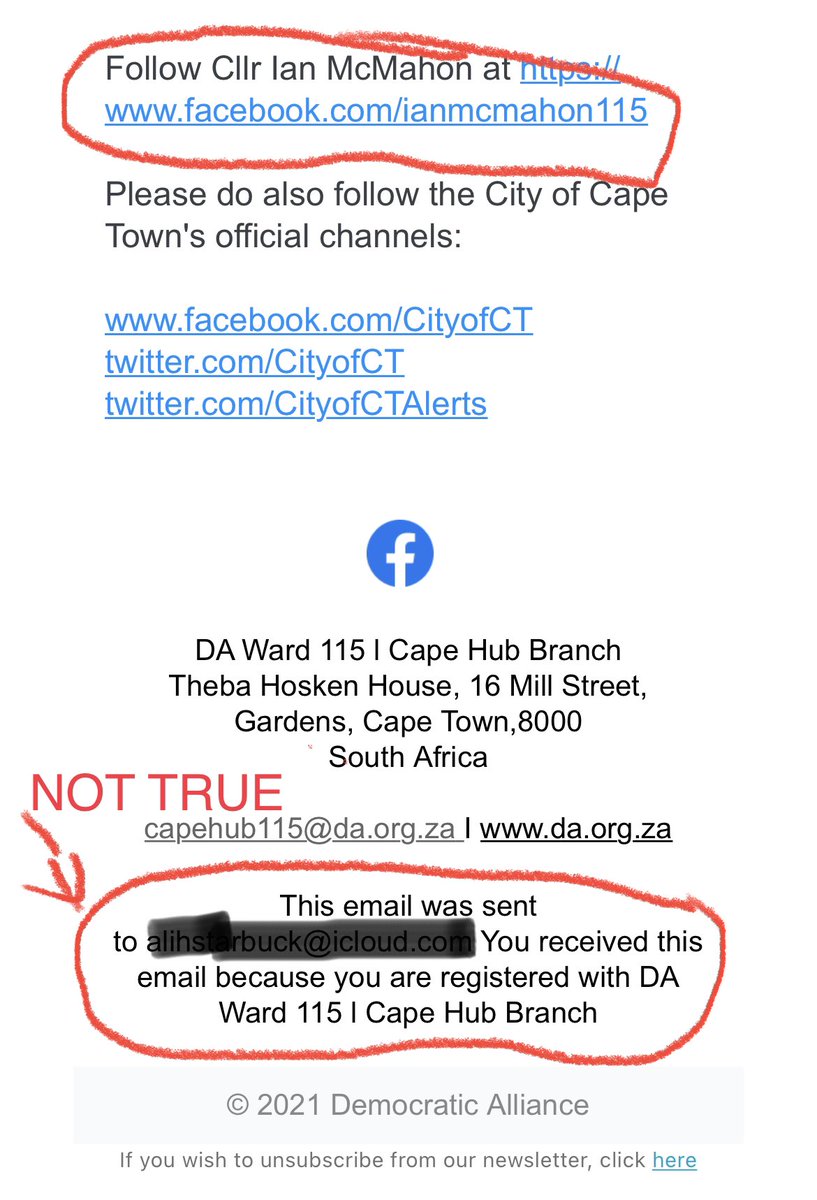 _Elle_H's tweet photo. @CityofCT @Our_DA and 𝗜𝗮𝗻 𝗠𝗰𝗠𝗮𝗵𝗼𝗻 𝗪𝗮𝗿𝗱 𝟭𝟭𝟱 - in my life I will NEVER support, vote or be registered with the DA! Not interested in your racist agenda, apartheid mentality or unsolicited email SPAM. https://t.co/WLzXPtEacp