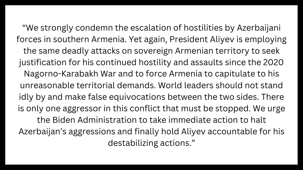 FrankPallone's tweet photo. My statement with the Co-Chairs of the Congressional Caucus on Armenian Issues on the recent Azerbaijani attacks on Armenia: https://t.co/UFh3Gs7vGT
