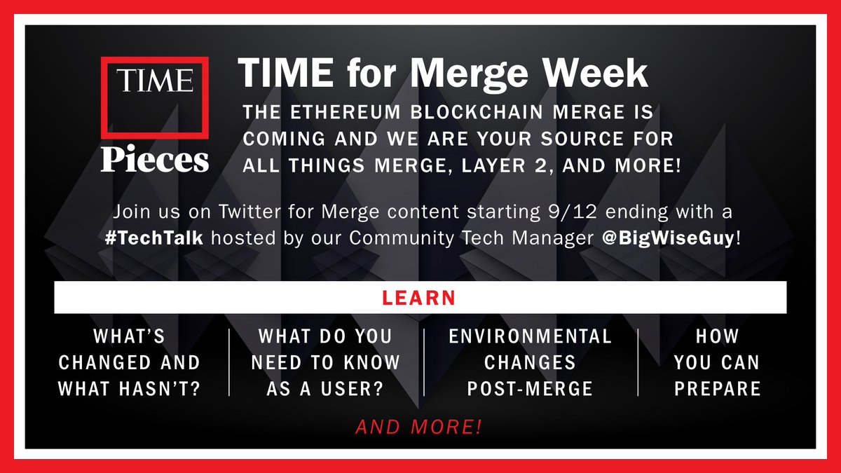 TIMEPieces's tweet photo. After the final proof-of-work block is mined, the network will continue to operate with the issuance of the first proof-of-stake block. Using the network will look and feel exactly the same as it does before the transition.
#TIMETalksMerge #ETHMerge https://t.co/yJbYqGfpD1