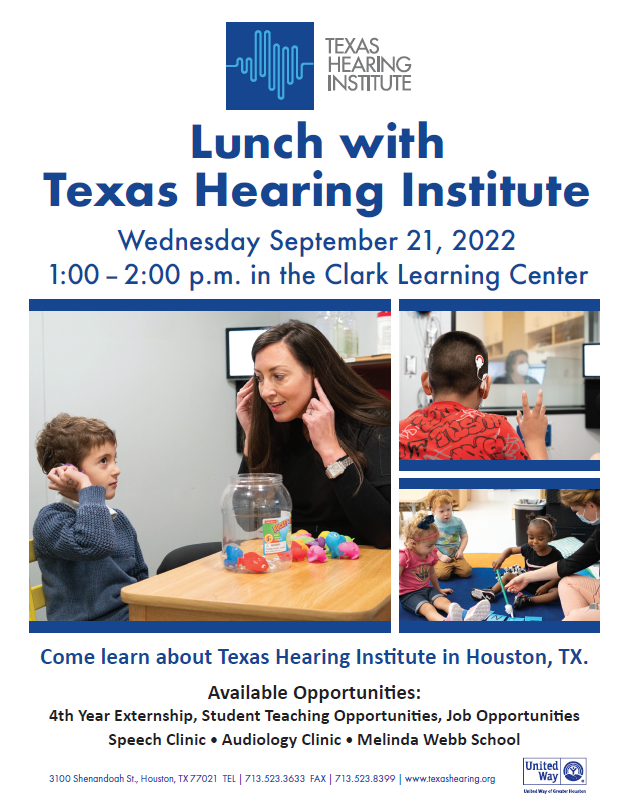ReimerDeafEd's tweet photo. We are excited to host The Texas Hearing Institute and Melinda Webb School next week for a lunch and learn with our #MSDE and #AuD students. We would love to host other programs/schools to talk about working with d/hh. #optionlsl #gradschool #deafeducation #audiology https://t.co/4UJcr8ToiO