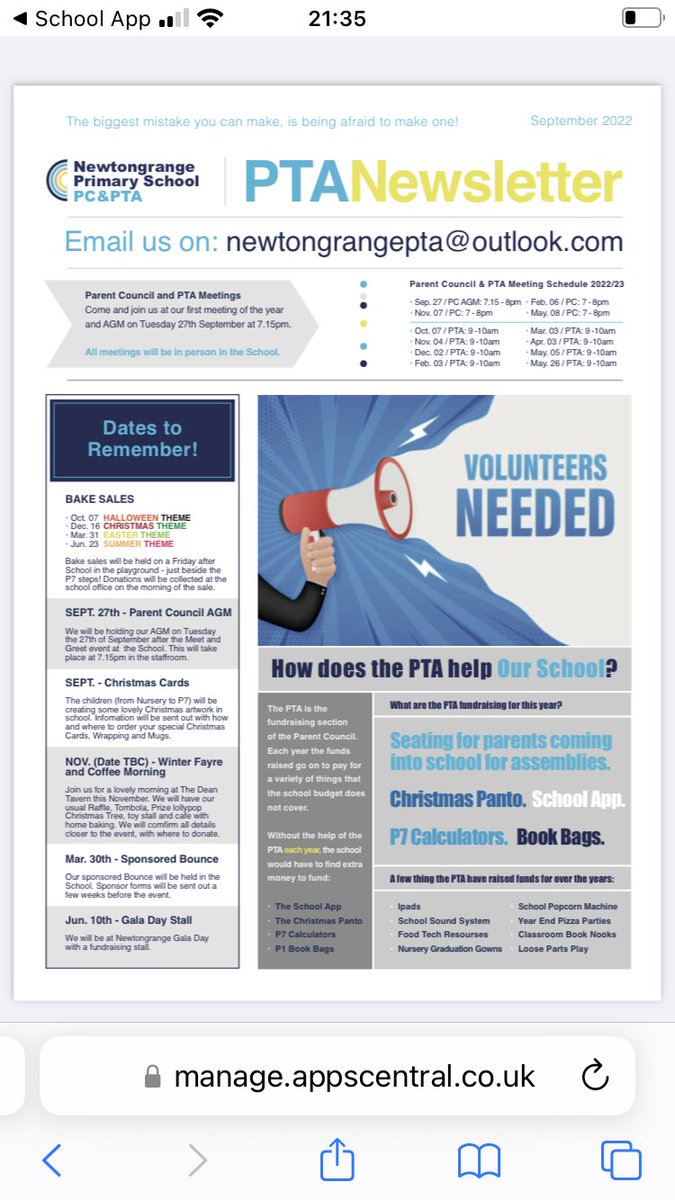 Please find attached our Parent Council and PTA newsletter. We are looking forward to our first meeting of this new session on Tuesday 27th September at 7.15pm. <a href="/NewtongrangePS/">NewtongrangePS</a>