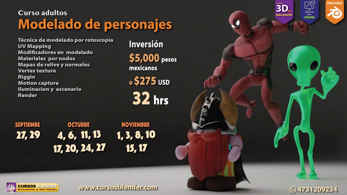 casyopea's tweet image. Curso &quot;Modelado de Personajes&quot;, aprende técnicas profesionales para crear personajes, Clases en vivo 2022

#Blender3D #b3d #CursosBlender #3D #3dmodeling  #DigitalArtist 
  cursosblender.com/2021/04/28/cur…