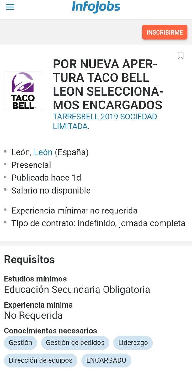 ThorNG95's tweet photo. Después de 6 años queriendo montar un Taco Bell en León, por fin se hace realidad.

En InfoJobs ya aparece publicada la oferta.

#leonesp https://t.co/lsOz1H2XCG