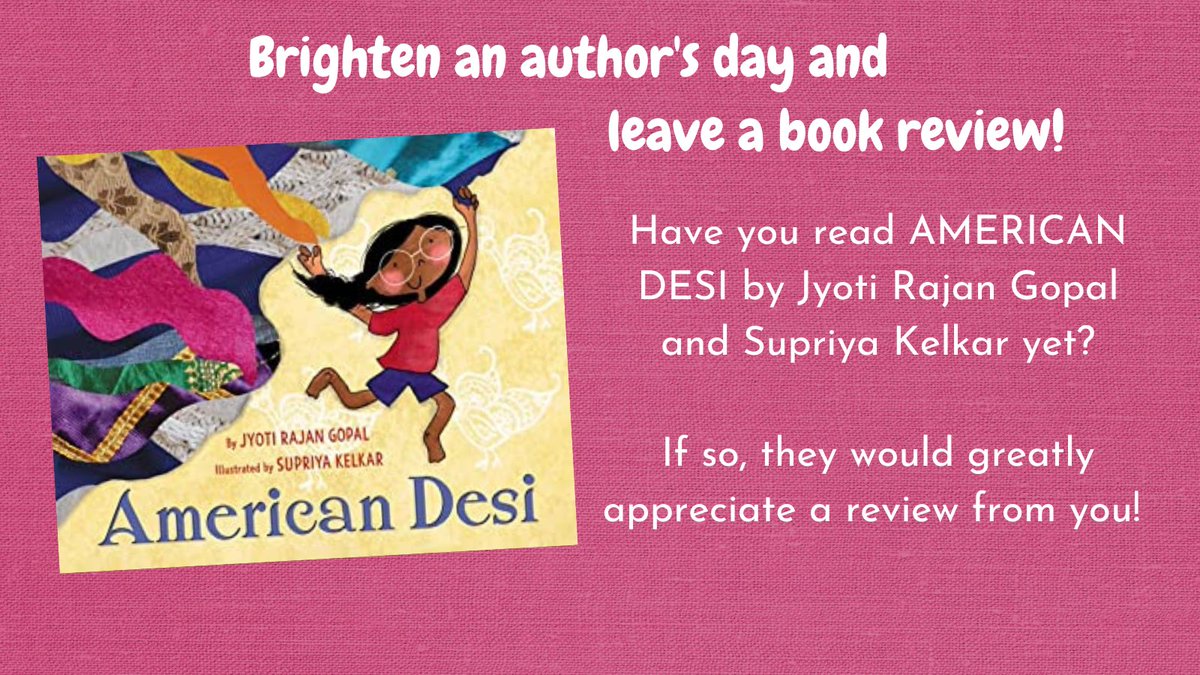 Have you read AMERICAN DESI by Jyoti Rajan Gopal and Supriya Kelkar yet? If so, they would greatly appreciate a review from you! amazon.com/American-Desi-…