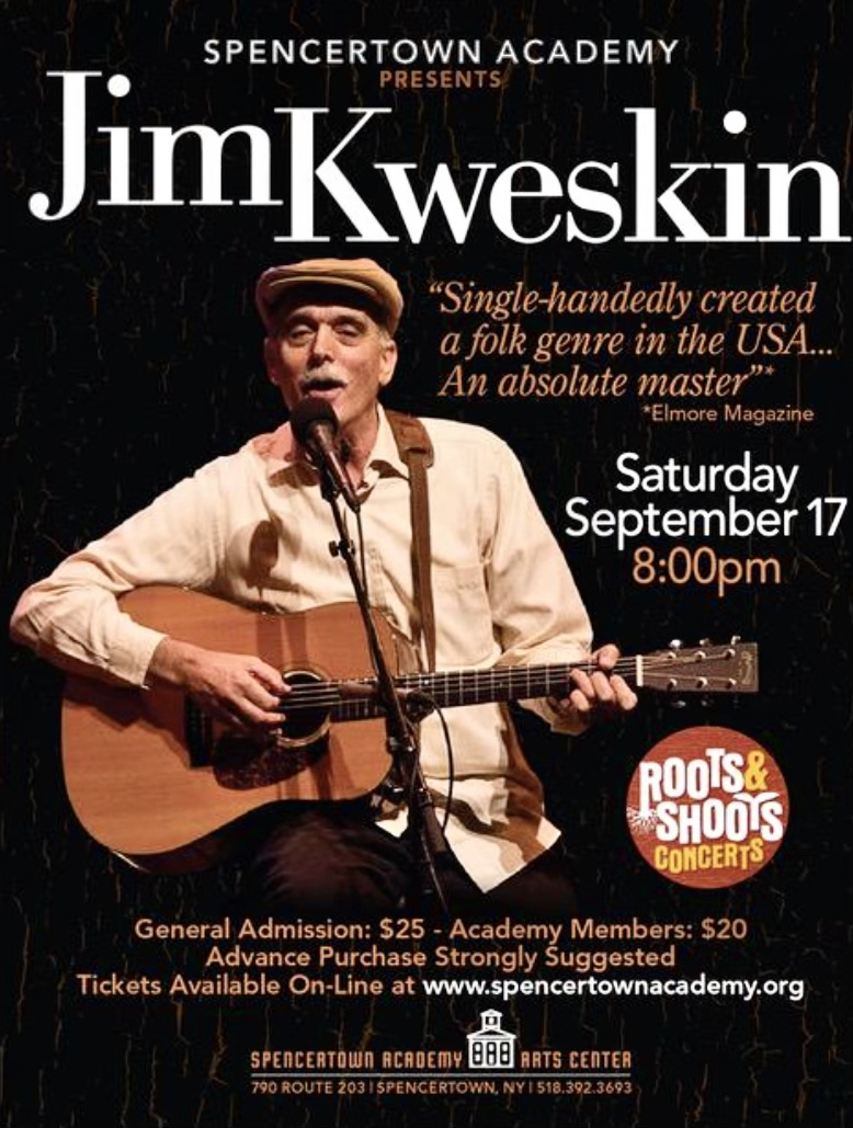 This Saturday, September 17, I'll be performing at <a href="/SpencertownAcad/">Spencertown Academy</a>. Tickets available at spencertownacadmy.org.

I hope you can join me, and thanks for spreading the word.

#jimkweskin #jugband #acoustic #livemusic #swing #ragtime #folkmusic #americanfolk #spencertown #concert