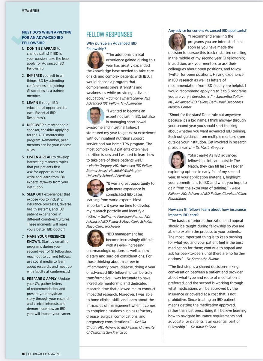 dunleavy_katie's tweet photo. 📣 Calling all future #IBD fellows! 

🍁 Check out our new article in the FALL issue of #ACGMagazine @AmCollegeGastro 

Big thank you to our incredible faculty and fellows for their insightful, entertaining and inspiring advice! #BOOM 🔥🫶🏻🌟

⬇️ MUST DO’S for #IBD fellowship! 1/ https://t.co/asHPPXFJQp