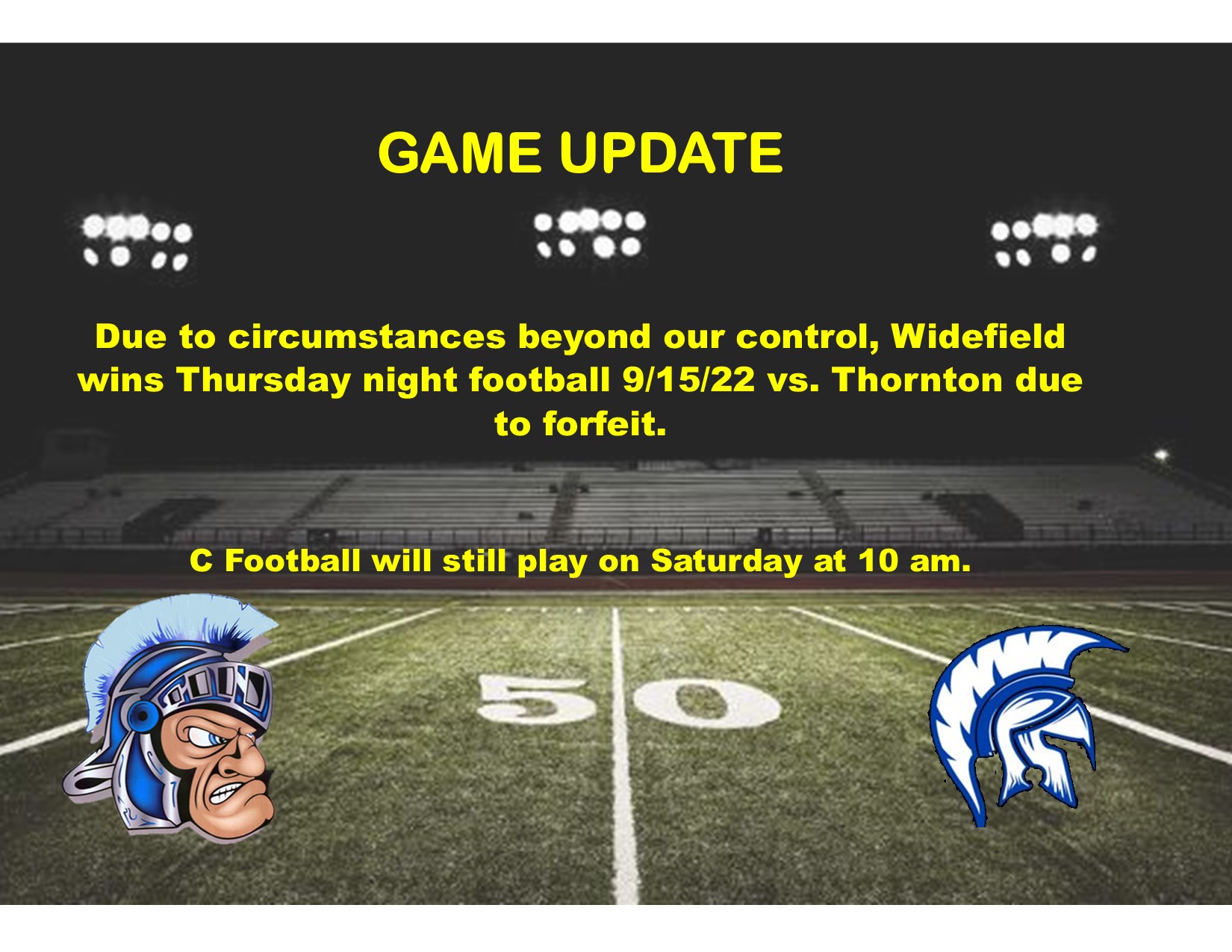 Widefield Gladiators on Twitter "Due to unforeseen circumstances, our