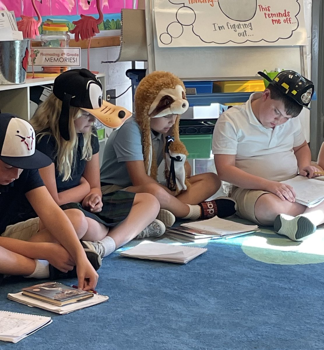 MsWeiter's tweet photo. Some serious #sharesquare sharing today! Our thinking caps were for sure ON today! #thinkingstrategies #ghlionpride #readersareleaders https://t.co/hYFCkThU5M