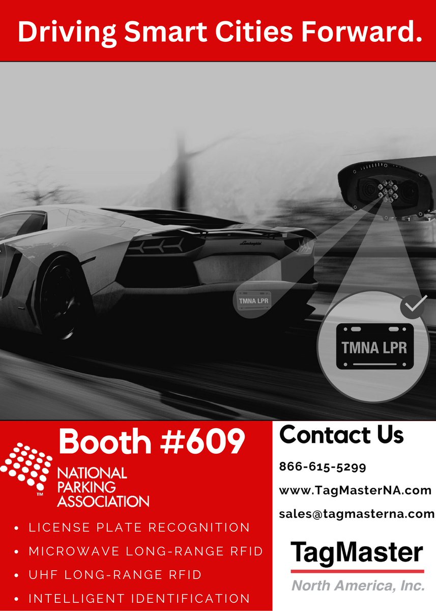 TagMasterNA's tweet photo. TagMaster North America, Inc. is looking forward to showcasing our intelligent #LPR and #RFID solutions next week in Austin TX for #NPA2022! Stop by booth#609 and learn how we are driving smart cities forward! #smartcities #NPA #Intelligentidentification #automation #AVI https://t.co/oZyLs2Uprd