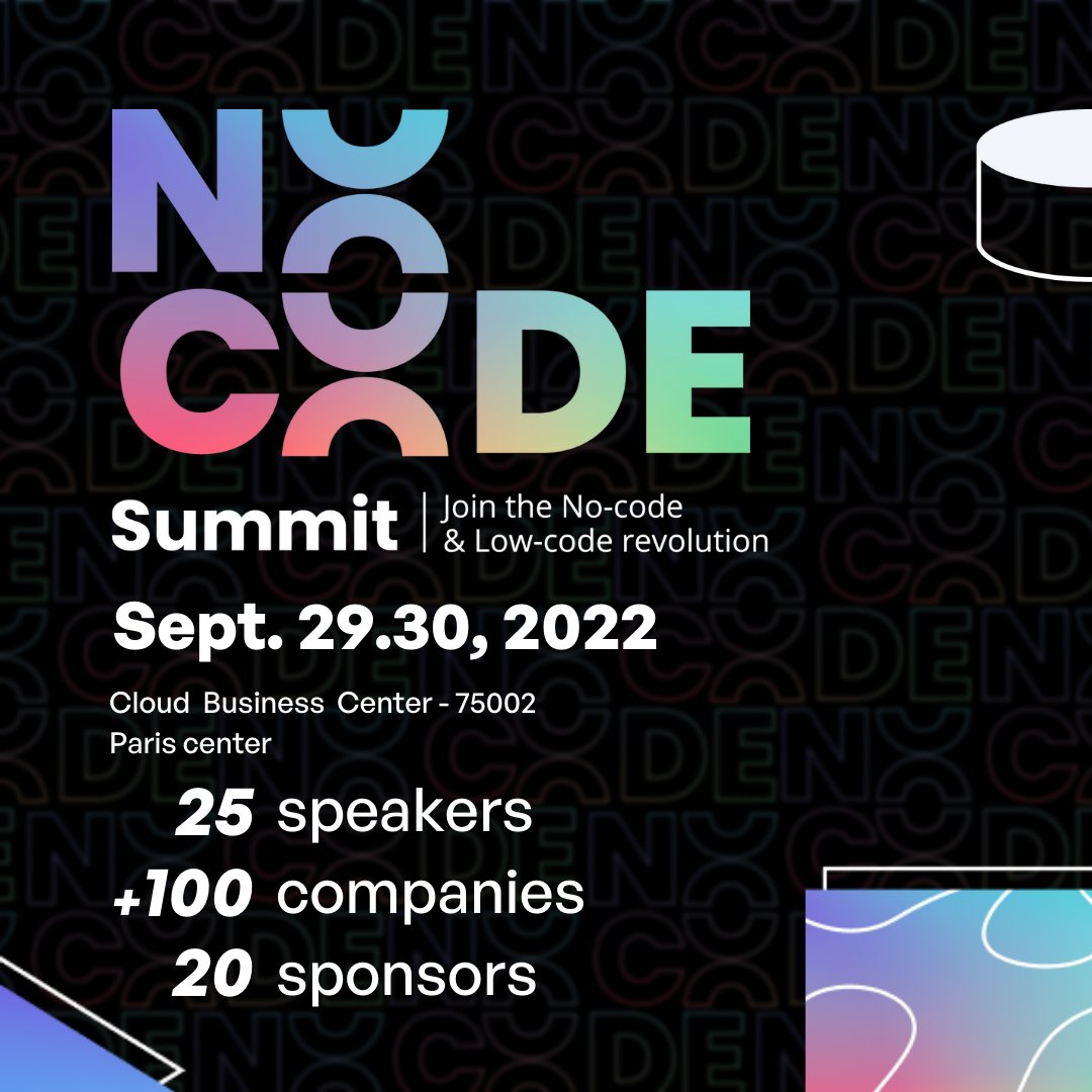 bubble's tweet photo. We're so keen to see you all at the #NoCodeSummit in Paris on Sept 29 that we're giving away 5 TICKETS to the event. 

All you have to do is RT this tweet by Fri Sept 16, tag 2 friends you want to join you, + comment with what you're most looking forward to at the #nocode summit! https://t.co/fJsKpsASoM
