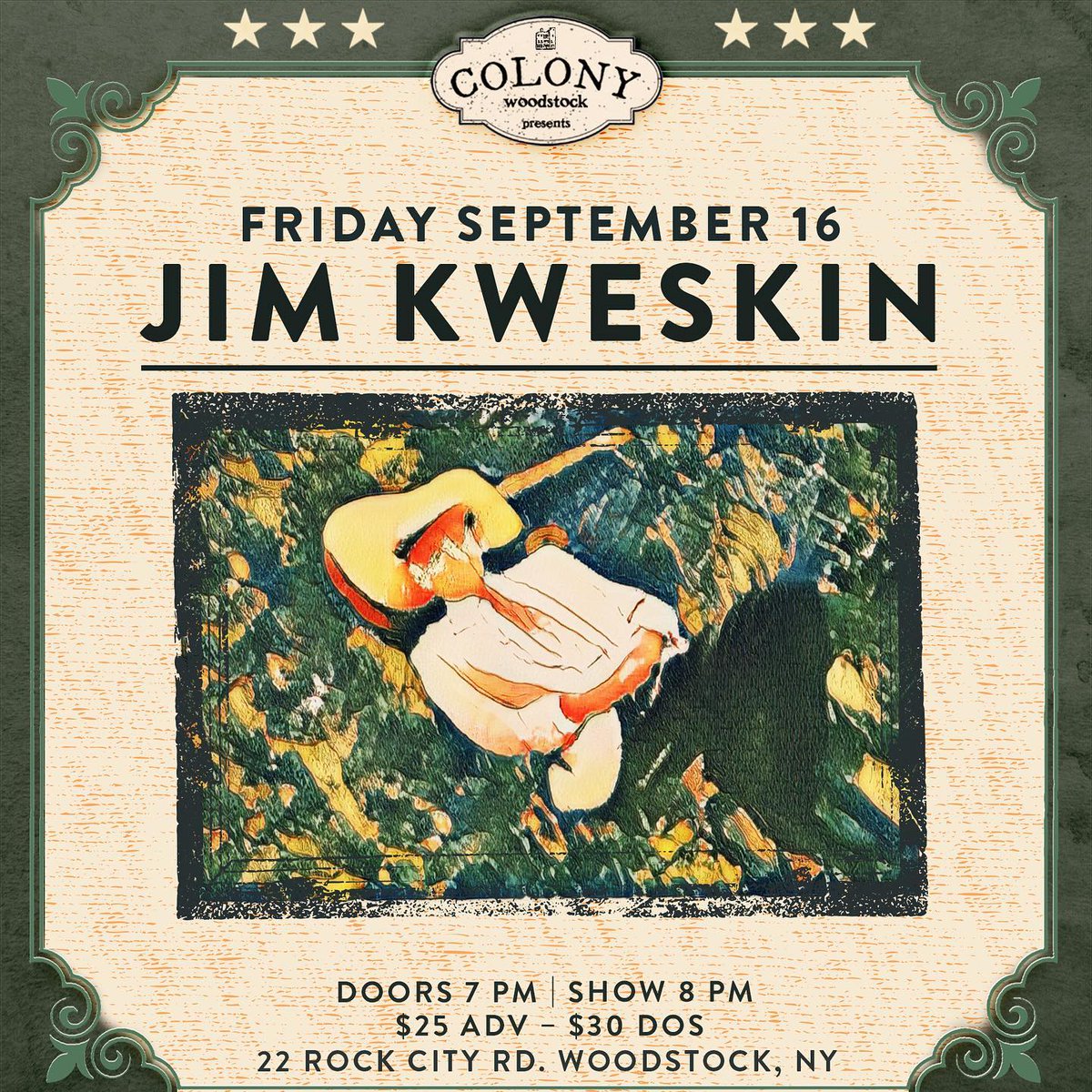 This Friday at <a href="/colonywdstk/">Colony Woodstock</a> NY! I hope you can join me for a great night of music. Tickets available at eventbrite.com/e/jim-kweskin-…

#jimkweskin #jugband #acoustic #livemusic #swing #ragtime #folkmusic #americanfolk #woodstock #concert #woodstockny