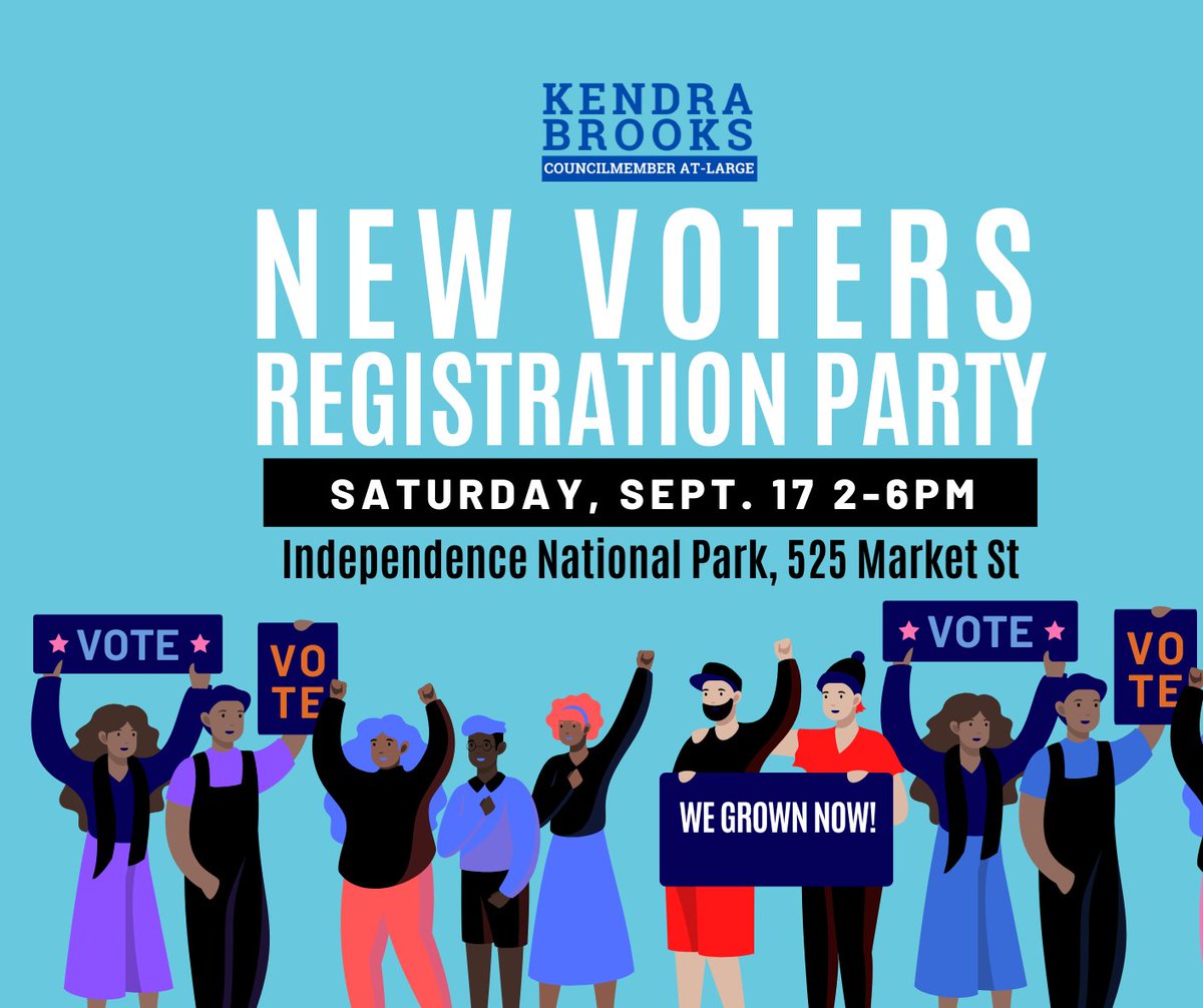 On Saturday, join my office + <a href="/YUCphilly/">Youth United 4Change</a>, <a href="/muralarts/">Mural Arts</a>, <a href="/PhillyVotes/">Philadelphia City Commissioners</a>, @PAyouthVOTE, <a href="/nomofoundation/">NoMo Foundation</a>,  and more to celebrate youth voters!

The New Voters Registration Party will have food, fun, and resources to get you prepared to cast your ballot.

RSVP: bit.ly/wegrownnow