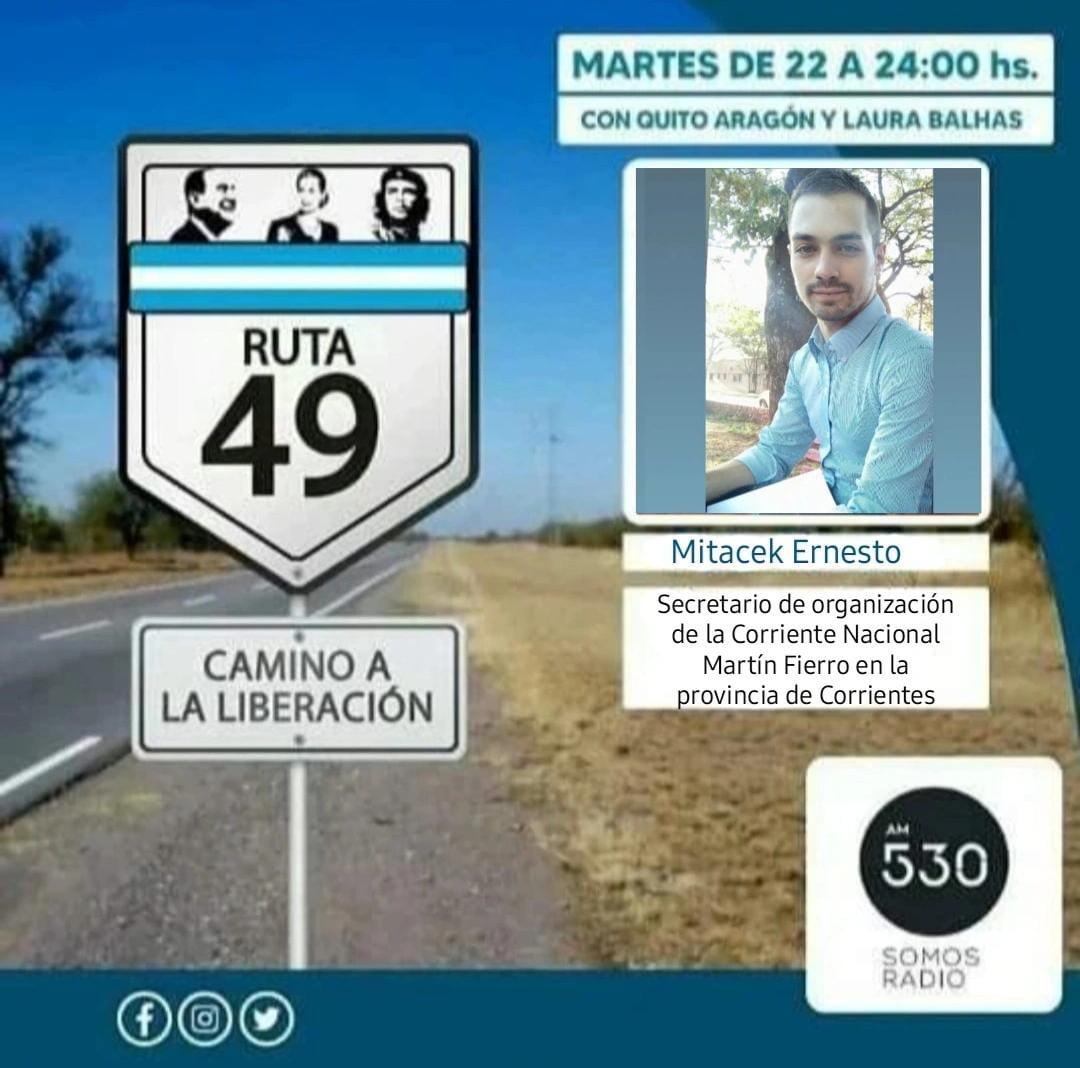 defierroradio's tweet photo. Ruta 49, El Camino de la Liberación 
🛣️4️⃣9️⃣ 
🎉 Subite a la Ruta de la Justicia Social 🎉

Conducen @quitoaragony @LauraBalhas

Vamos a estar charlando con:
🎙️ @emilianofr2022
🎙️ @Nelsondefierro 
🎙️ Diego Cherchik
🎙️ Mitacek Ernesto

¡De 22 a 24hs en @somosradioam530!
#Ruta49 https://t.co/AyFBfDkSCM