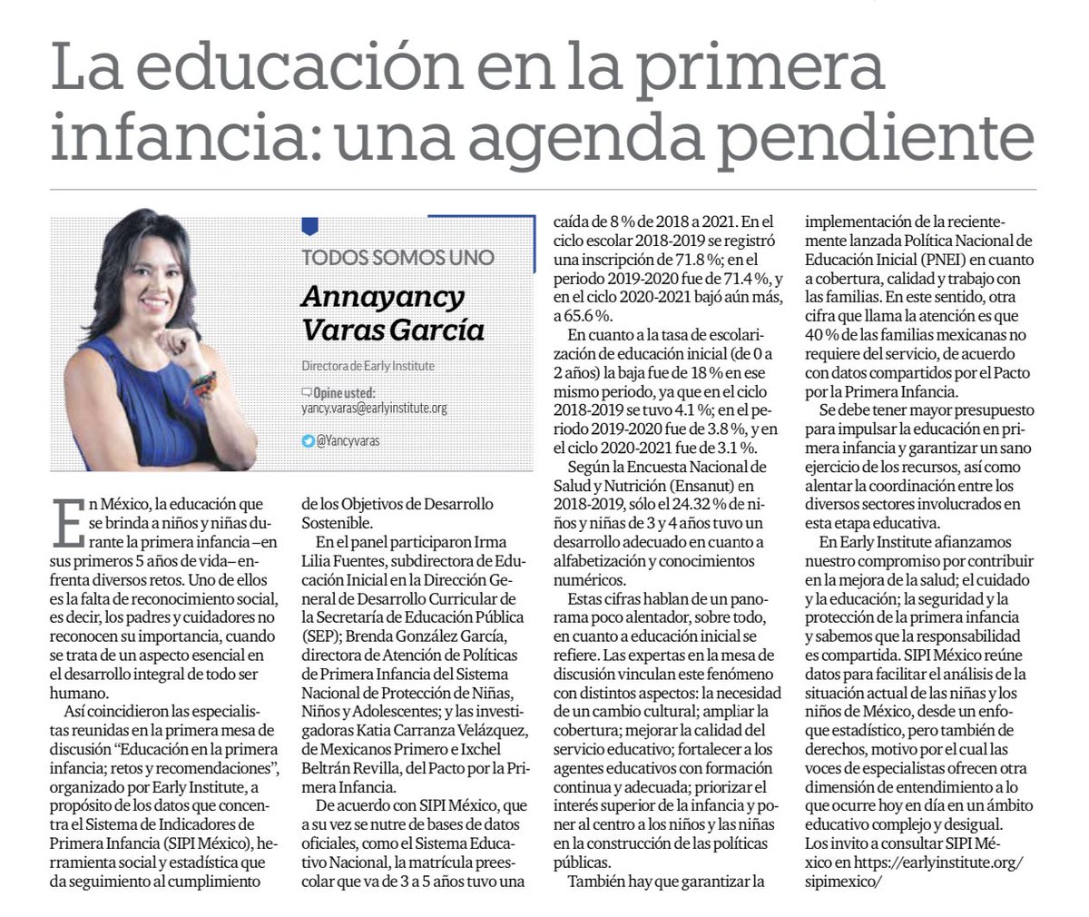 Fabiofuentesn's tweet photo. «Estas cifras hablan de un panorama poco alentador, sobre todo, en cuanto a educación inicial se refiere. Las expertas en la mesa de discusión vinculan este fenómeno con distintos aspectos: la necesidad de un cambio cultural; ampliar la cobertura…».
@Yancyvaras https://t.co/buxOpahg79