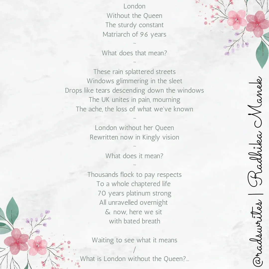 Rads_Chand's tweet photo. Been mulling since the Queen passed and the rain today propelled me to write this particular poem... ✍️🏽📖
IG: @radswrites 
#patheticfallacy #royals #poetrylovers #PoemADay #poetrycommunity #wordsforthequeen  #QueenElizabethII #QueenElizabeth https://t.co/BIE9QW8y1h