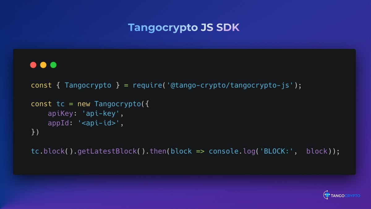 tango_crypto's tweet photo. 📢 Introducing Tangocrypto JS SDK

The power of #Cardano in a few lines:
✅ Get info about assets, addresses, transactions, UTXOs, etc...
✅ Build and submit transactions
✅ Mint NFTs 
✅ Open source

Learn more:
https://t.co/ufUoLHtVIV

#CardanoNFT #ADA https://t.co/9zXaNjnb34