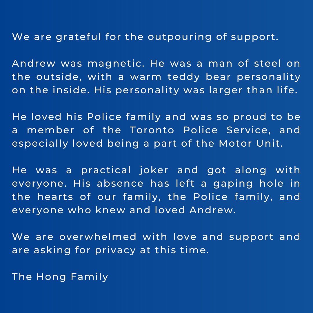 A statement from The Hong Family

<a href="/TorontoPolice/">Toronto Police</a>