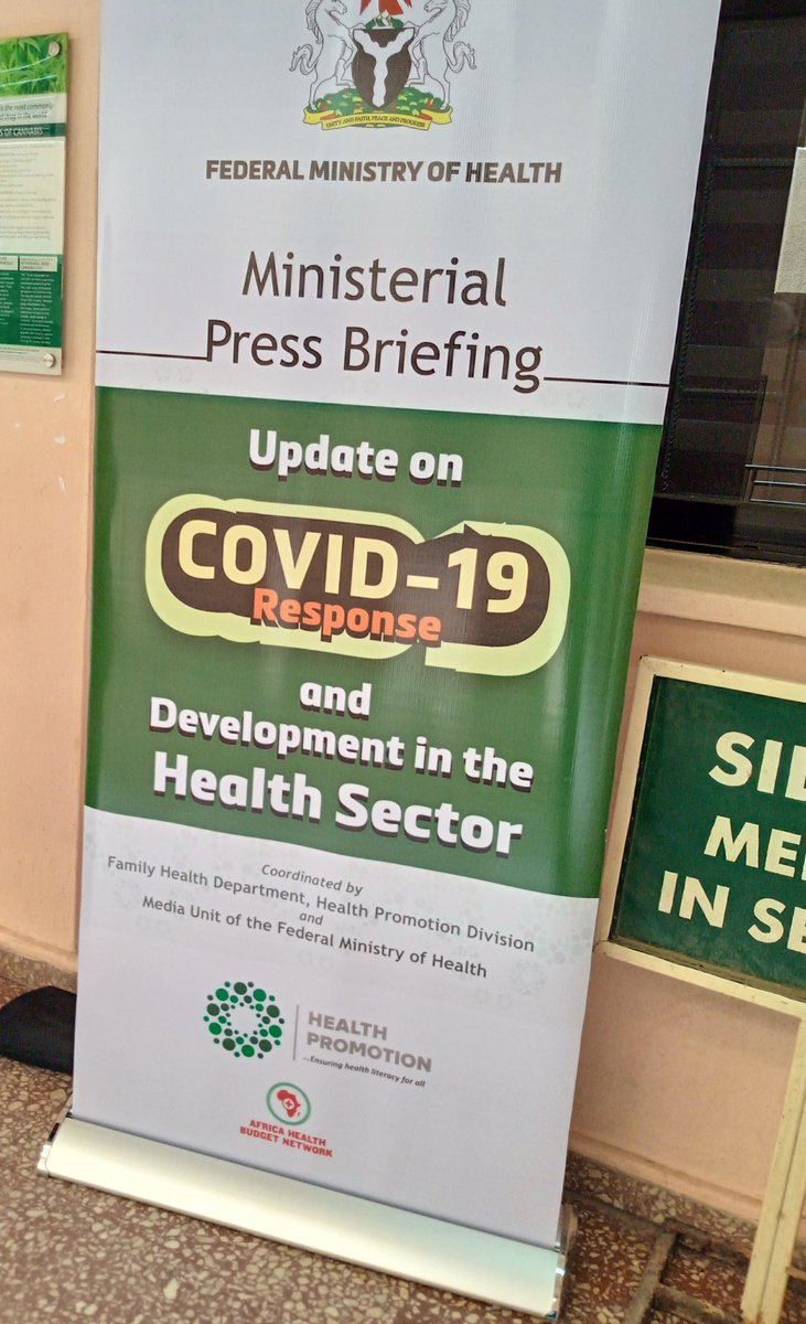 At the Ministerial Press Briefing. Update on COVID-19 Response and Development in the Health Sector.
Coordinated by Family Health Department, <a href="/HPDgov/">Health Promotion Nigeria</a> division of the <a href="/Fmohnigeria/">Federal Ministry of Health, NIGERIA</a> with support from <a href="/AHBNetwork/">Africa Health Budget Network</a>.