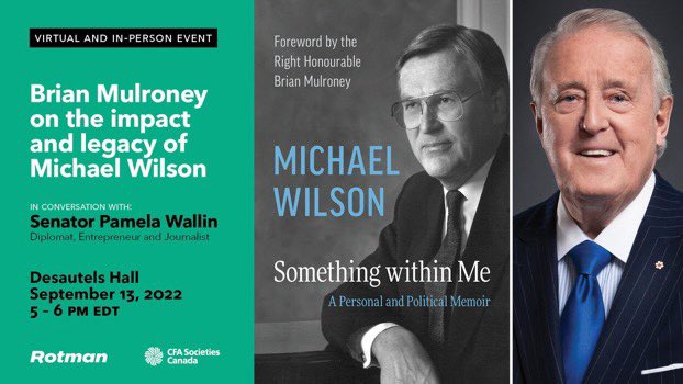 utpress's tweet photo. Phenomenal conversation between Former Prime Minister Brian Mulroney and @SenatorWallin on the topic of Michael Wilson, politics, relationships, and HRH @rotmanschool #rotmanevents #cdnpoli https://t.co/AGMW4qwLer