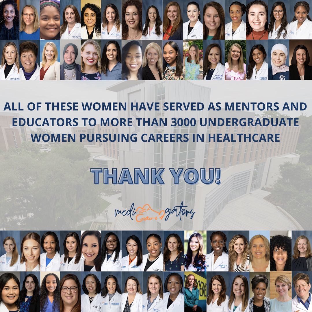 Since Medi-Gators was created in 2020, more than 120 women have been featured in our program. With women making up over 70% of student participants in Medi-Gators each semester, it is important that our students have women in healthcare to look up to. #WomenInMedicineMonth