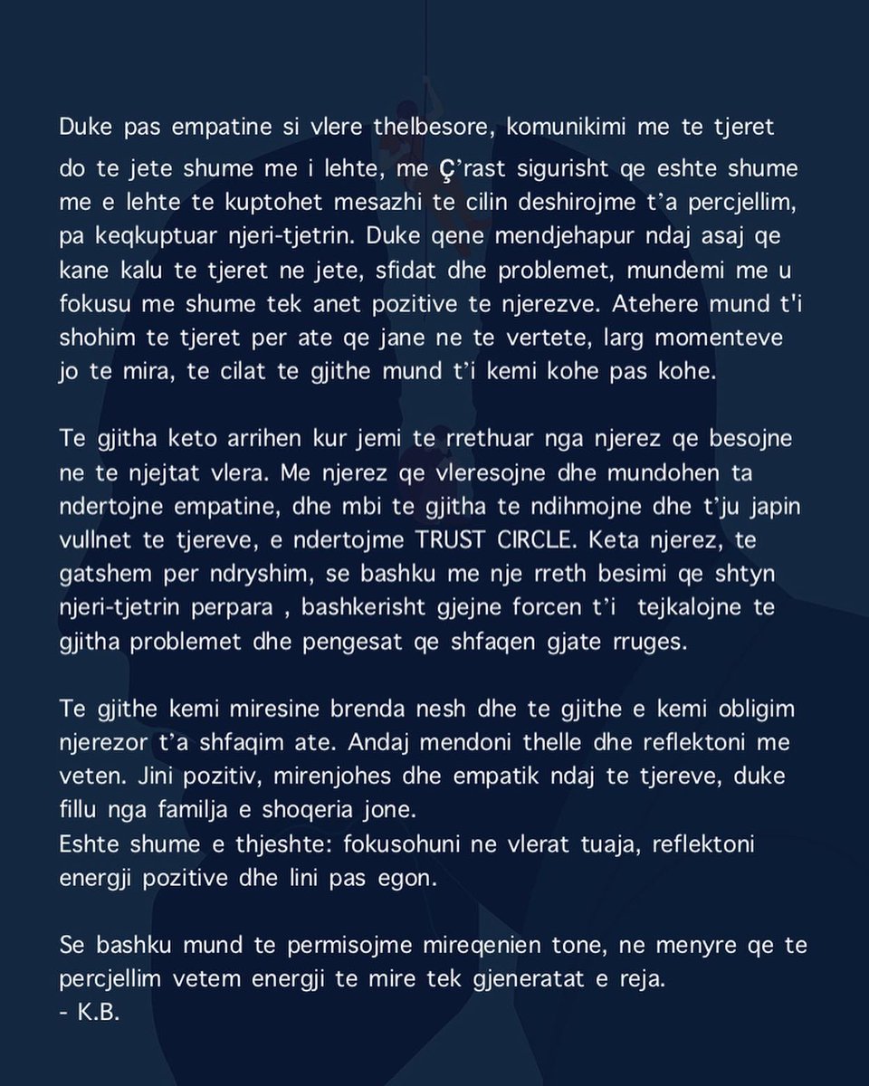 KrenarBatusha's tweet photo. E nder vlerat me te rendesishme ne jete eshte empatia – ndjeshmeria. 
Swipe to continue reading… 😊 https://t.co/oTvgBLi6Bk