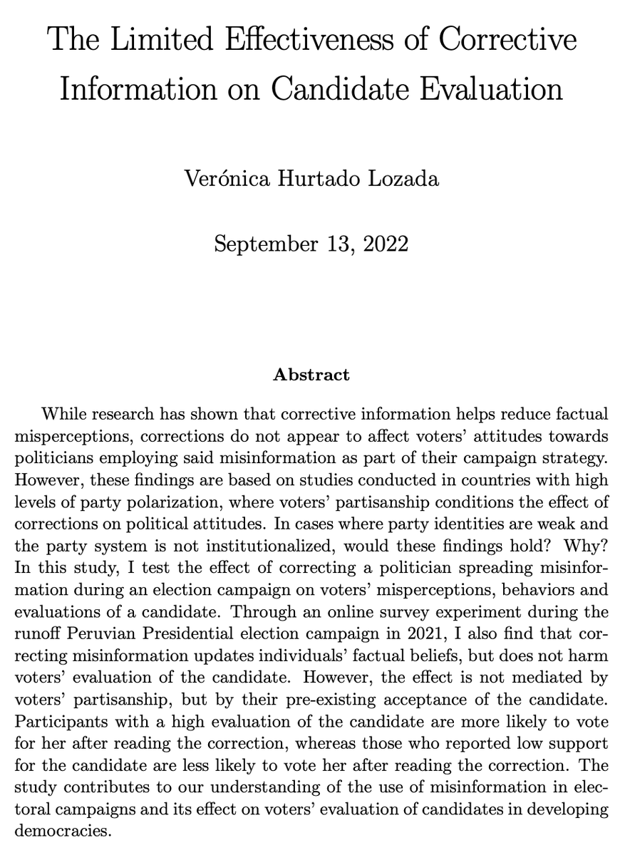 So excited for my first <a href="/APSAtweets/">APSA</a> conference! I'll be presenting my research on #misinformation during the 2021 Peruvian election at the #PolComm Pre-Conference tomorrow, bright and early at 8:15 am.