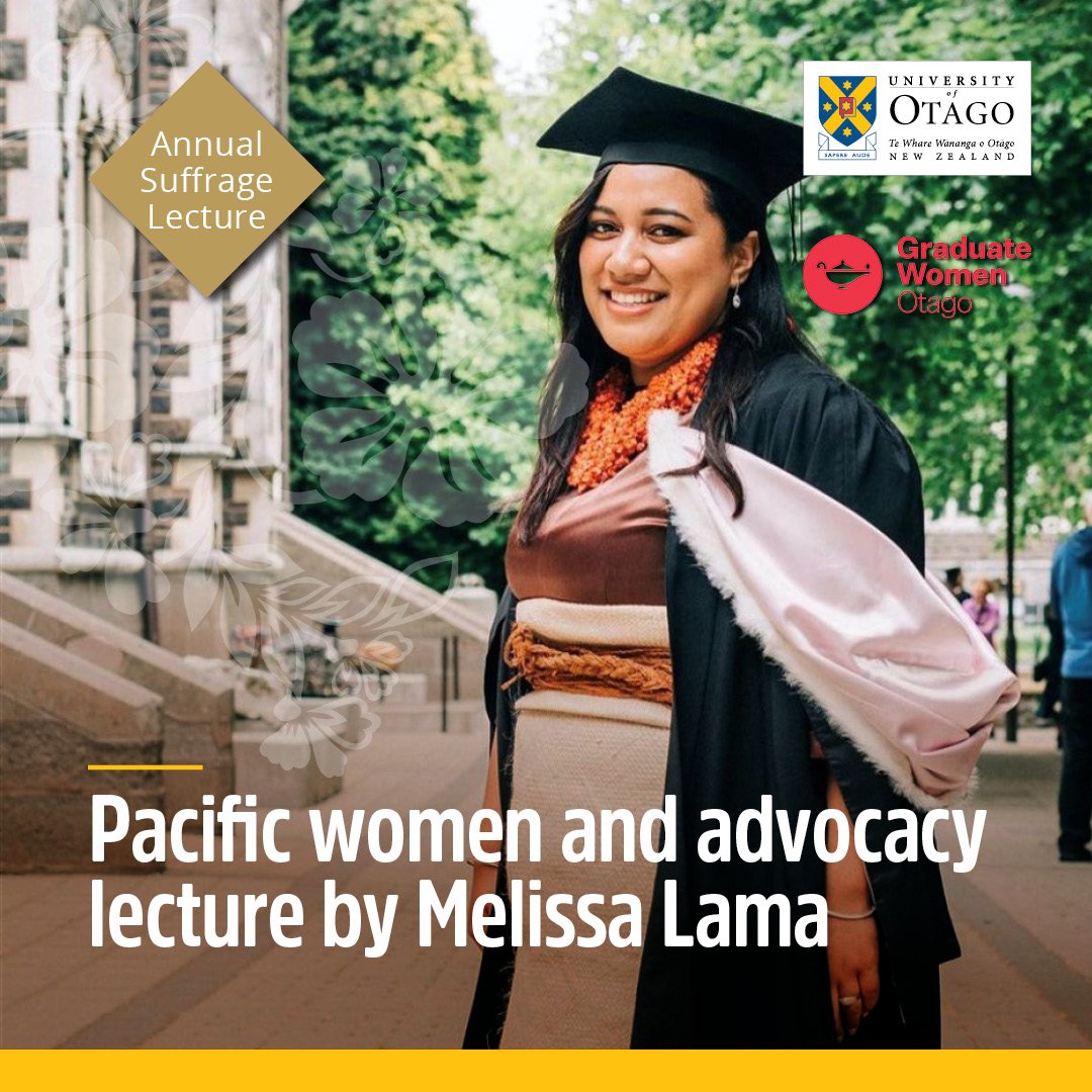 OtagoSGC's tweet photo. Come see the amazing Melissa Lama speaking on Pacific women and advocacy at the annual suffrage lecture! Everyone welcome! Monday 19th at 5.15pm in Archway 2 https://t.co/R7IXFMNNCo