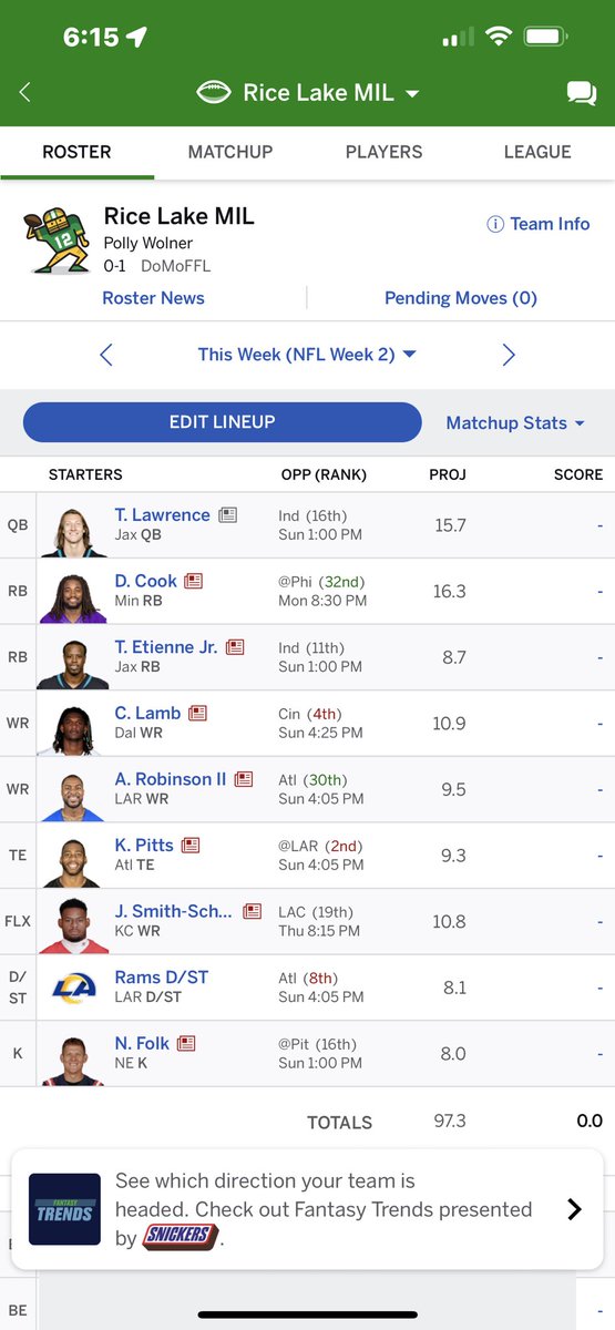 pwolner's tweet photo. @NFLFantasy God help me. I won my league last year LOL. https://t.co/GOF3vAo4q5