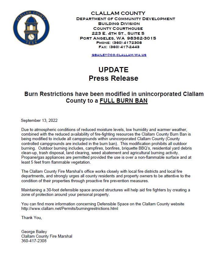 City of Port Angeles on Twitter "Burn Restrictions have been modified
