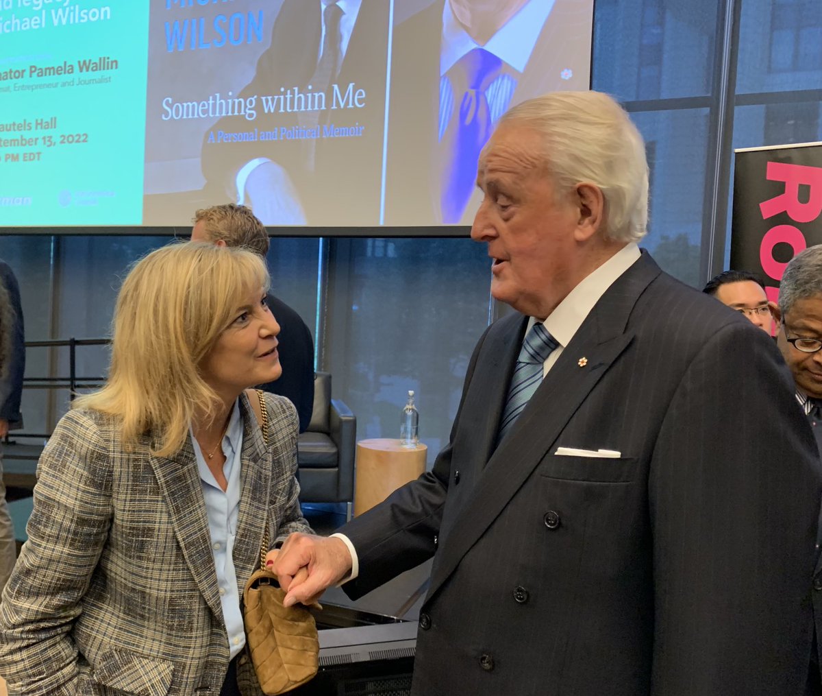 utpress's tweet photo. At the conclusion of the book launch for Michael Wilson’s memoir, Something within Me. @utpress CEO ⁦@JessicaMosher⁩ and Former Prime Minister Brian Mulroney ⁦@rotmanschool⁩ #rotmanevents https://t.co/OUPPxYFrIr