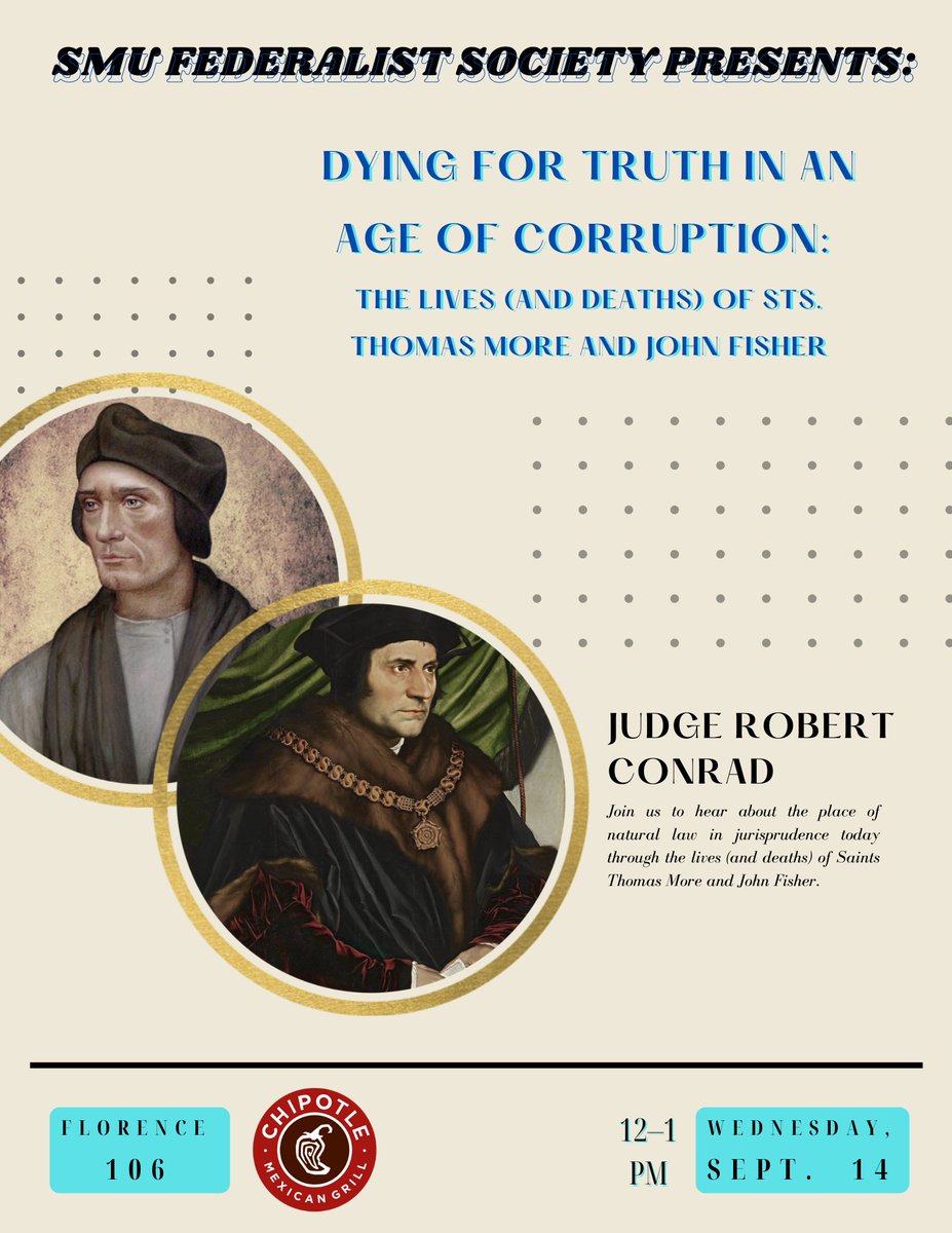 The second installment of our Judicial Week is tomorrow! Judge Conrad will exhort us with some timeless truth drawn from the lives of Sts. Thomas More and John Fisher. Don't miss out!