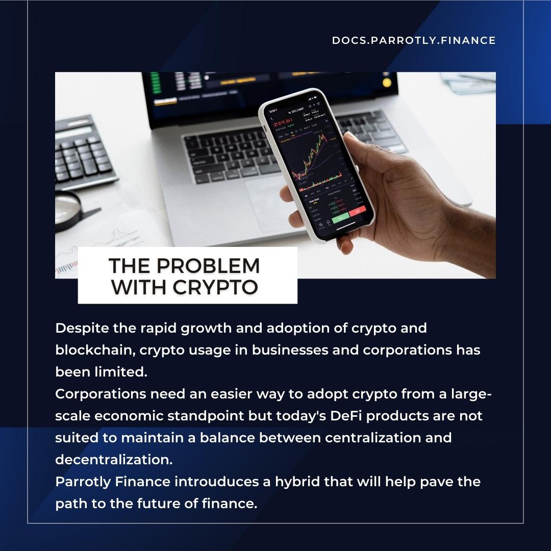ParrotlyFinance's tweet photo. Parrotly has identified an area of strong need in both the centralized and #DeFi spaces. 
We are working to solve those needs with easy-to-use and easy-to-understand products and services. 
Learn more about the ecosystem we are building: https://t.co/vk6VNF0920 https://t.co/nHuO5PIX6D