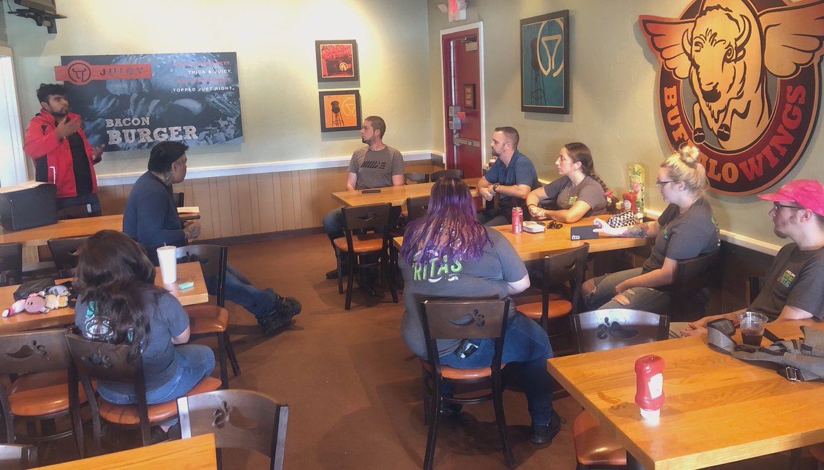 Chilis1294's tweet photo. What an amazing Train the Trainer meeting! I loved the engagement and accountability my team brought to the table and I can’t wait to watch all my #certifiedtrainers continue to grow our team into something even greater! #chilismarblefalls #preparationandsupport #chilislove ❤️🌶 https://t.co/vo757F9mbM