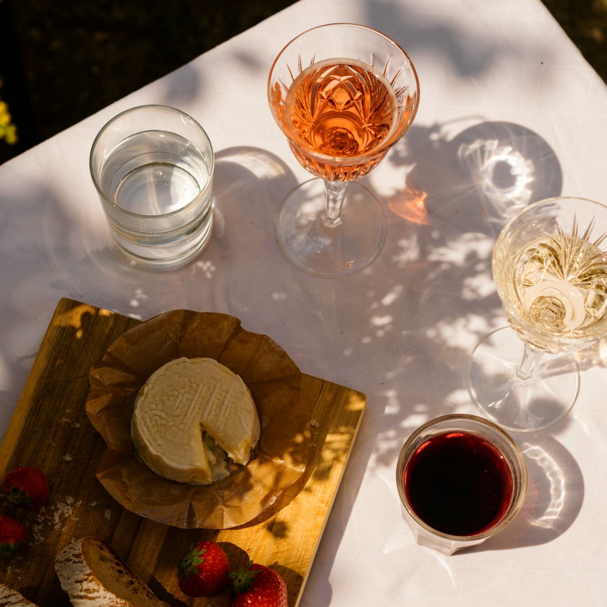 wine + bread + cheese = good