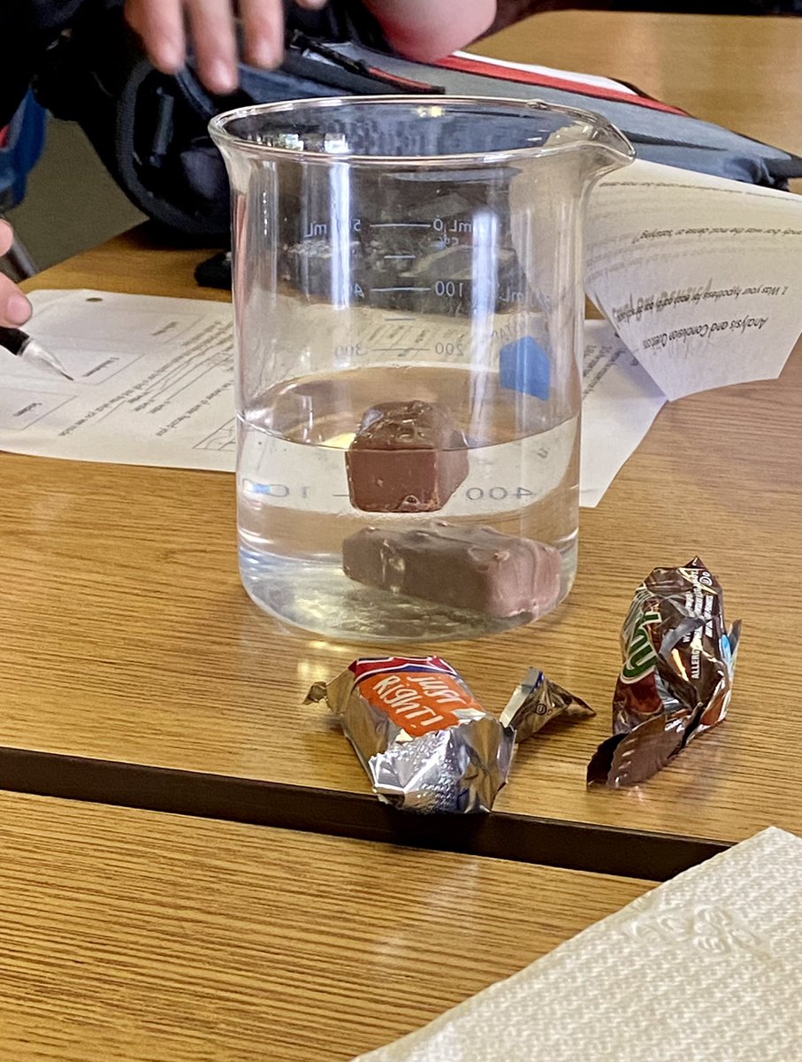 ECLocal's tweet image. Sweet activity at ECMS today. Ms.Dunham’s 8th grade scientists calculated the relative density of candy bars in science class. #ECAstroPride