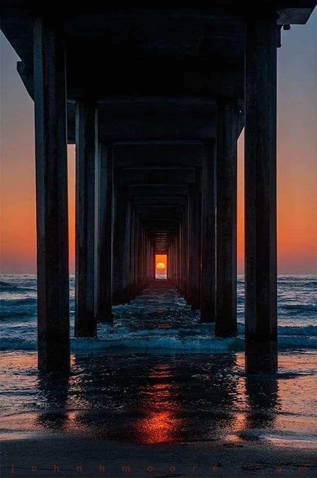 Only twice per year the sun lines up perfectly for this shot.

La Jolla, CA.