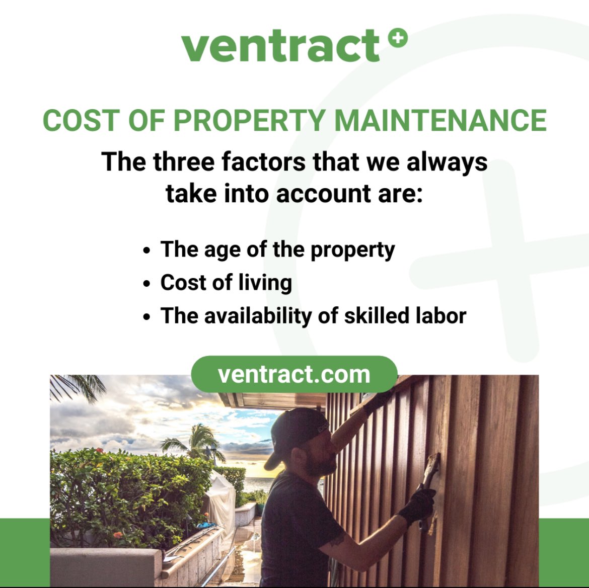 ventract's tweet image. On average, you can expect annual maintenance costs to average about 1.5 times the monthly rental rate; more for older homes, less for newer ones. 🛠
 
Here are the three factors that we always take into account!

#propertymanagement  #proptech #WeDoTheWork