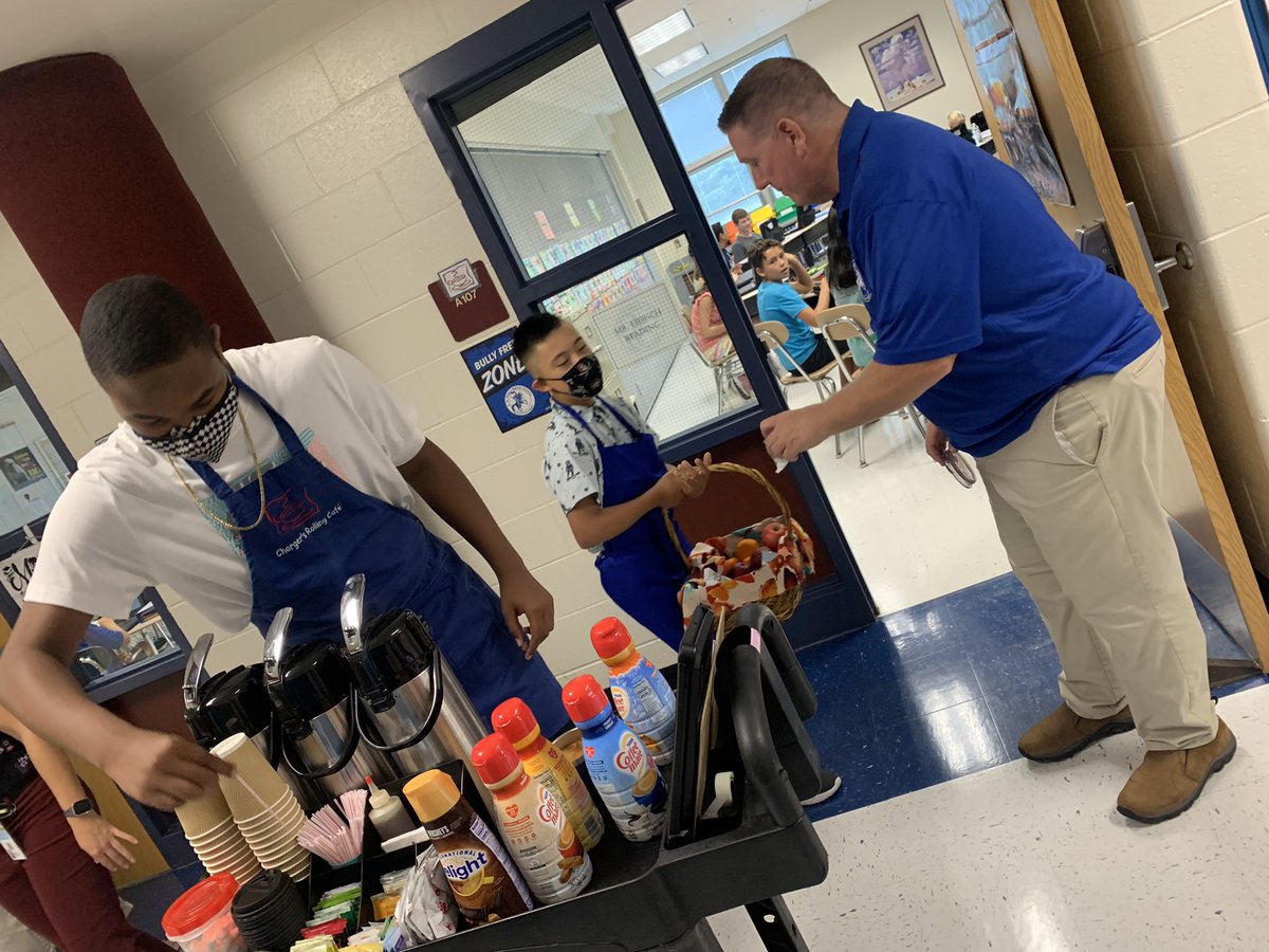 MStolnis's tweet photo. Charger’s Rolling Cafe 2022-2023 Grand Opening!
Students love being employees of the coffee cart while practicing and generalizing a variety of functional skills. My favorite part just might be the special relationships students make with so many teachers. #specialedchat https://t.co/0JyIwGFu9i