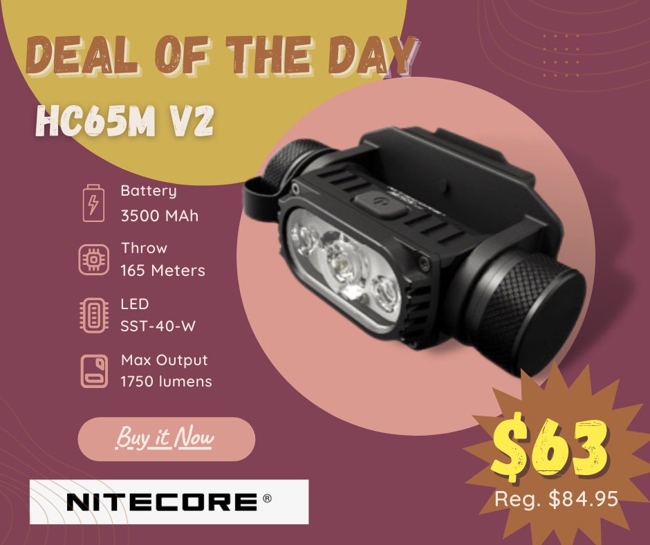 AndrewAmandas's tweet photo. Today's Deal: HC65M V2 Headlamp
$63 today only!
Reg. $84.95
https://t.co/oRvv4WV3Ca https://t.co/sBSgMd7mVV