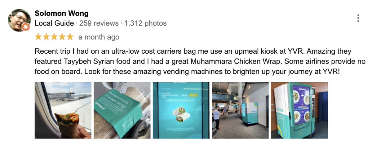 UpMeals's tweet photo. Our customers' support and love are what motivate us to keep doing what we do! 🙏
Find us at gate 13, 27, and 62 in YVR international airport! @yvrairport @YVRaeroport
#upmeals #healthyfood #businesstrend #bcbusiness #foodtech #smartvending https://t.co/q7nYKRYe43