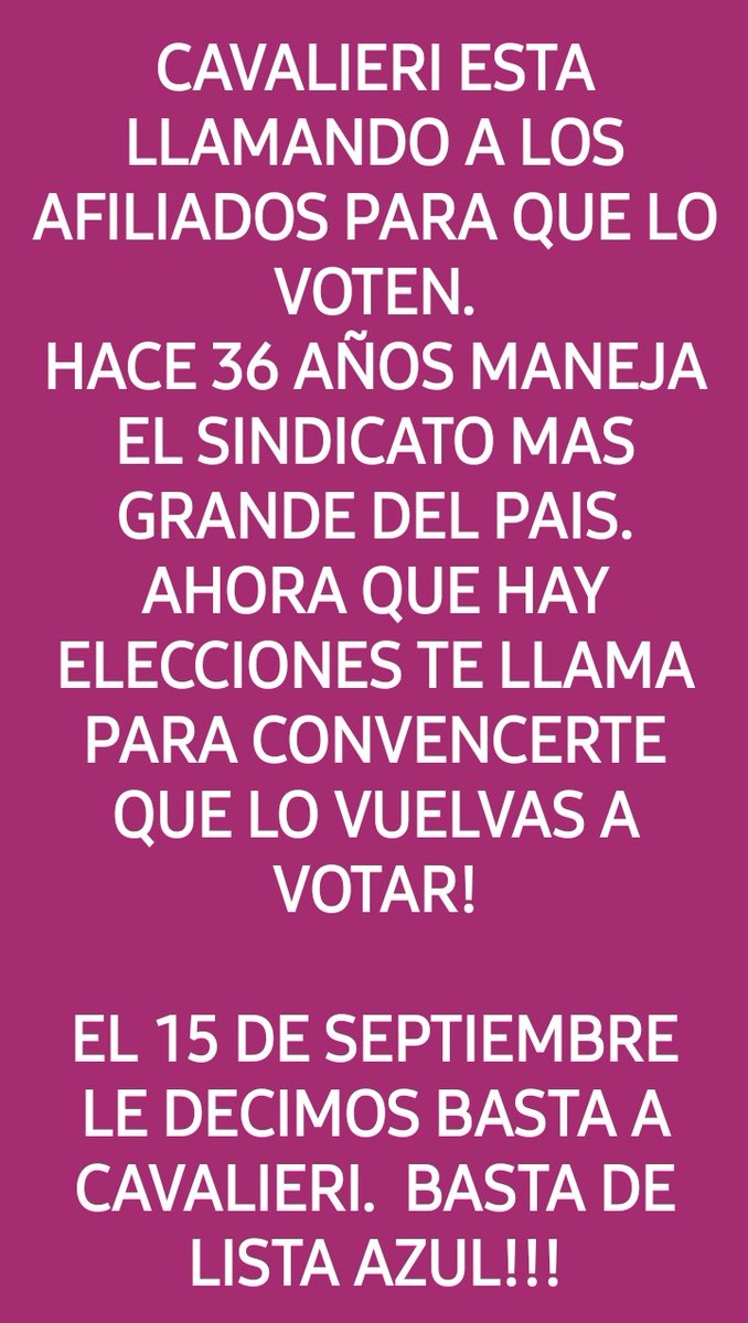 BASTA DE TENER UN SINDICATO ENREJADO Y LLENO DE PATOVICAS POR MAS SALUD POR MAS SALARIO <a href="/RamonMuerza/">Ramon Muerza</a> Secretario General en Comercio #Unidospodemos #BuenMartes #ChauCavalieri