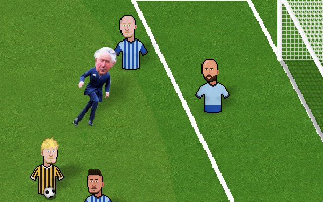 Boris Johnson ready to pass to King Charles, will he score? 🇬🇧⚽️