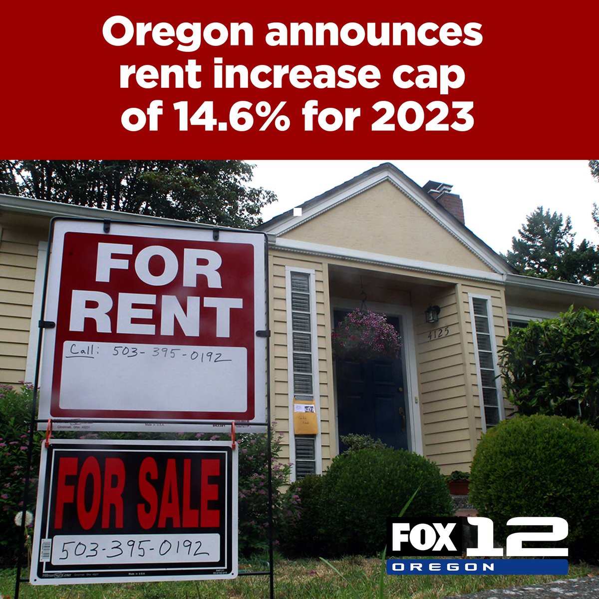 fox12oregon's tweet photo. Starting Jan. 1, 2023, landlords in Oregon are allowed to legally increase rents by up to 14.6%. https://t.co/BMf6ZOtkVW https://t.co/RYYZwm7Ode
