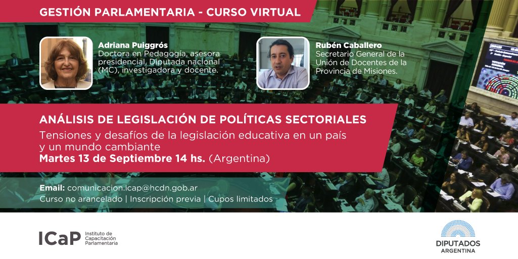 Un verdadero gusto participar hoy junto a la genia <a href="/apuiggros/">Adriana Puiggrós</a> de este Encuentro. Gracias <a href="/moreiraemiliano/">Emiliano Moreira</a> <a href="/icaphcdn/">Capacitación ICaP</a> por la invitación y por permitirnos dar nuestra humilde mirada sobre los desafíos en materia de legislación educativa. <a href="/udpm_misiones/">UDPM</a> <a href="/ADOMIS_Misiones/">ADOMIS_Misiones</a> <a href="/cteracta/">CTERA</a>