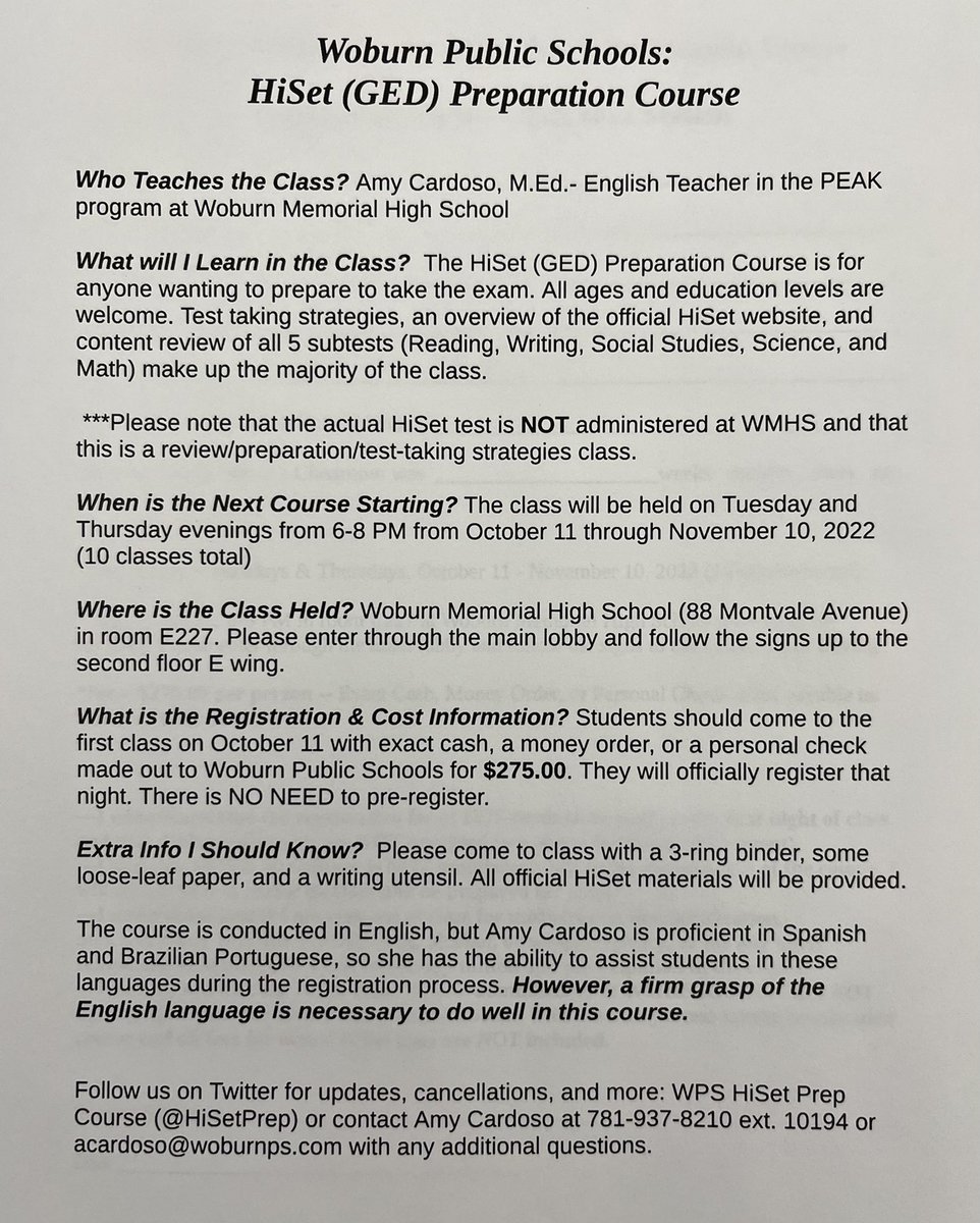 WPS HiSet (GED) Prep Course tweet media
