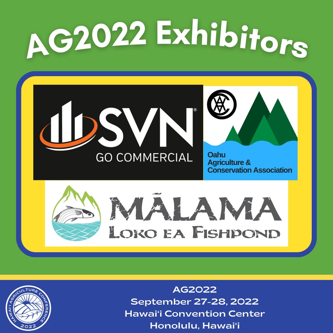 ALF_Hawaii's tweet photo. More organizations that will be at the 2022 Hawai'i Agriculture Conference! 🤩 Which exhibit booths are you guys excited to visit?!
@SVNGOCOM @OahuRCD @malamalokea
#HIAgCon22 #hawaiiag #oahu #agriculture https://t.co/UwuqoAsCM6