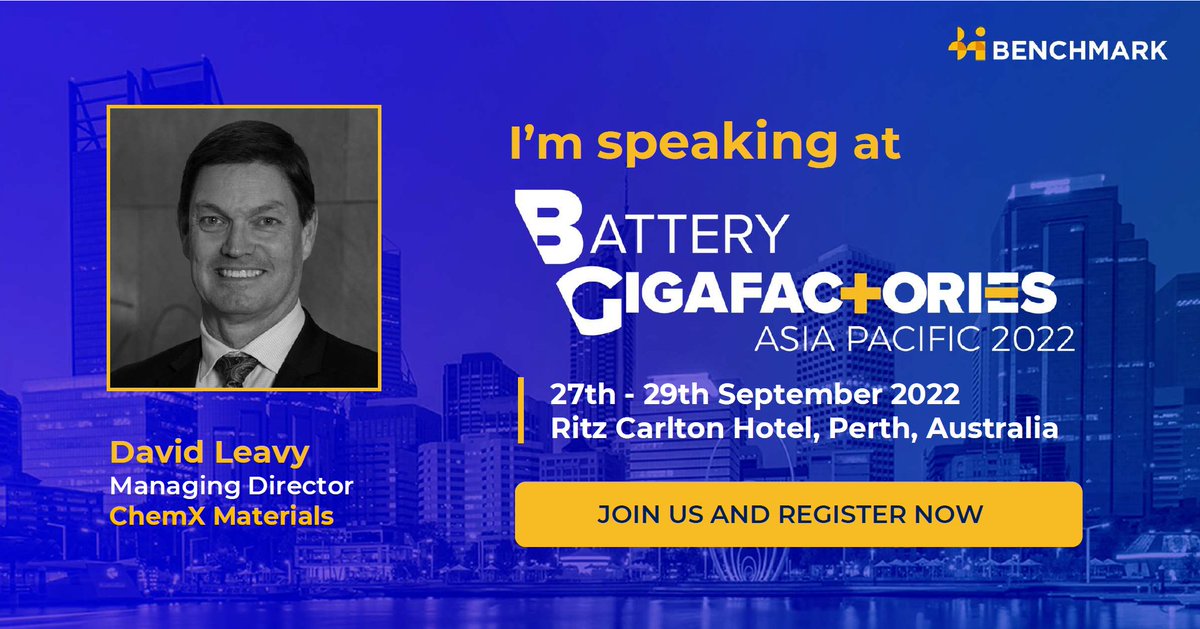 ChemX Materials Managing Director David Leavy will be talking about the potential of Manganese in battery cathode chemistries at the Battery Gigafactories Asia Pacific conference later this month. See you there. More information here: bit.ly/3Lgr5LB
<a href="/benchmarkmin/">Benchmark Mineral Intelligence</a>