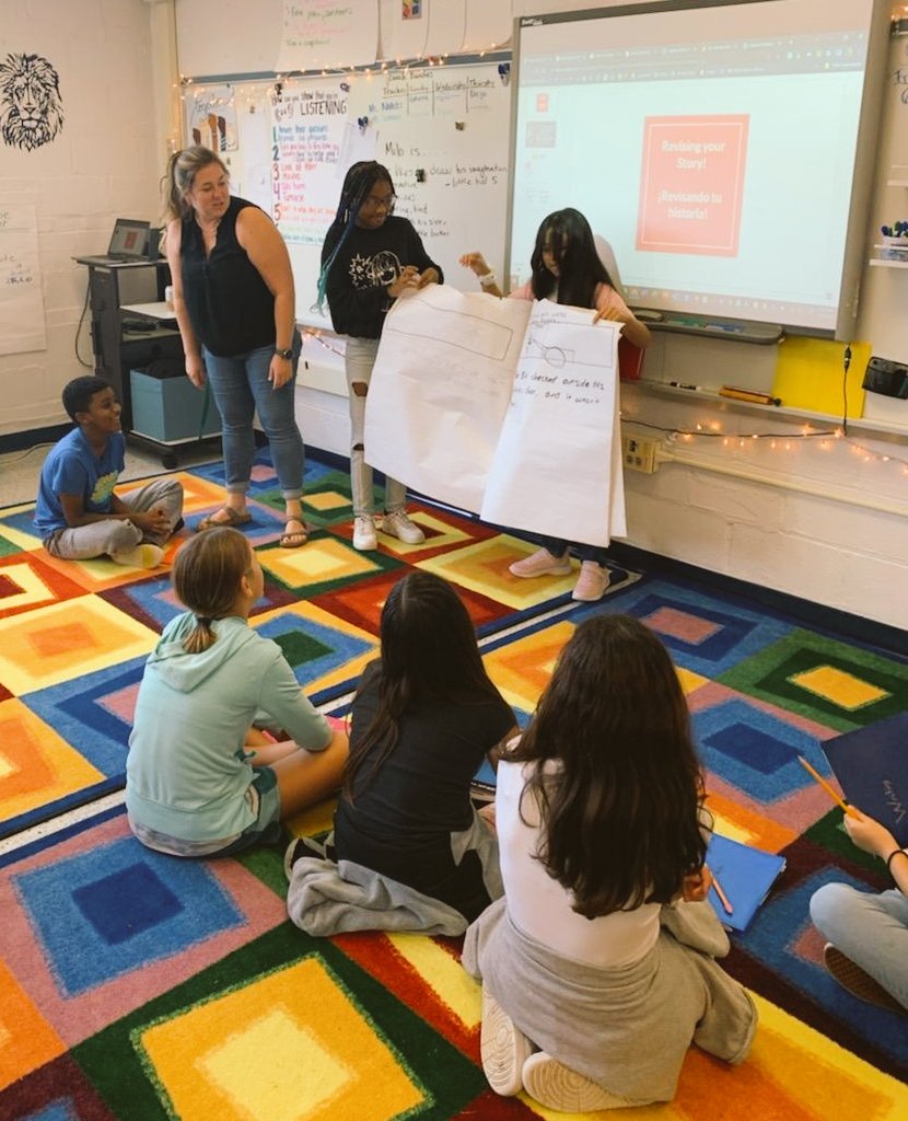 semanhmes's tweet photo. The Pride read aloud our problem story, The Case of the Missing Recess Equipment to look for places to revise before revising our own true stories. 📚 ✍️ #problemstory #everystorycounts https://t.co/2ftzDbkGMV