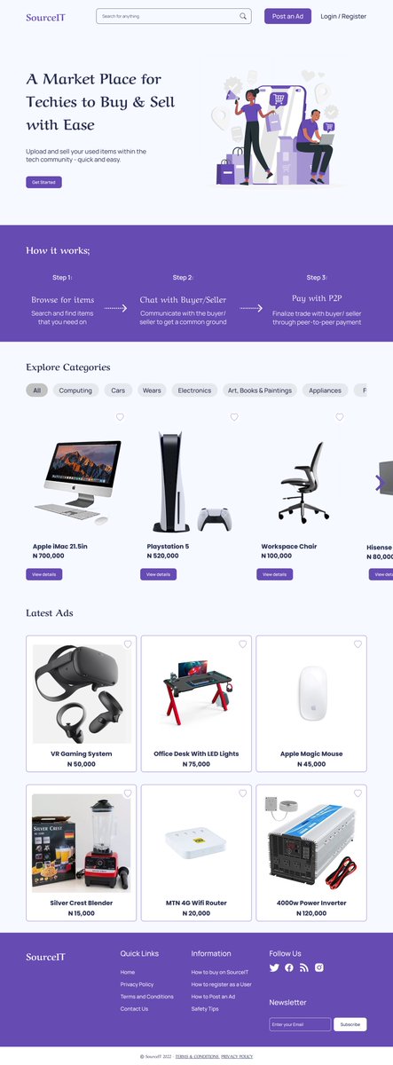 tiana_baz's tweet image. #I4G30DaysOfDesign 🚀
#I4GDesignChallenge @Ingressive4Good 

Day 26🫠

Task: Design a Landing Page for an auction online market where techies purchase tech products

Tool Used: Figma